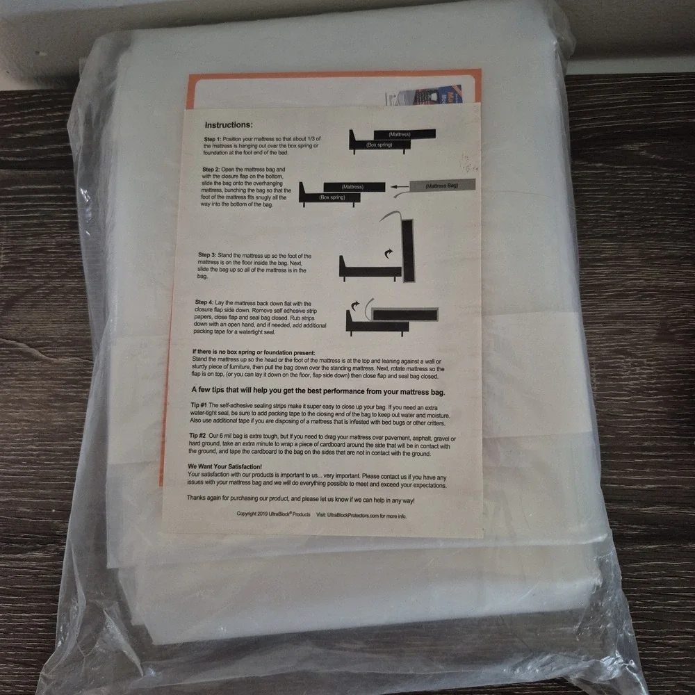 Ultra Block Full Mattress Bag for Moving and Storage Professional Grade 6 MIL